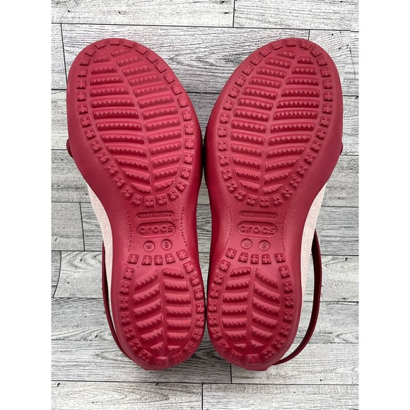 Crocs Ballet Flats Women's Size 8 Pink & Red Comfortable Casual Shoes - Picture 7 of 10